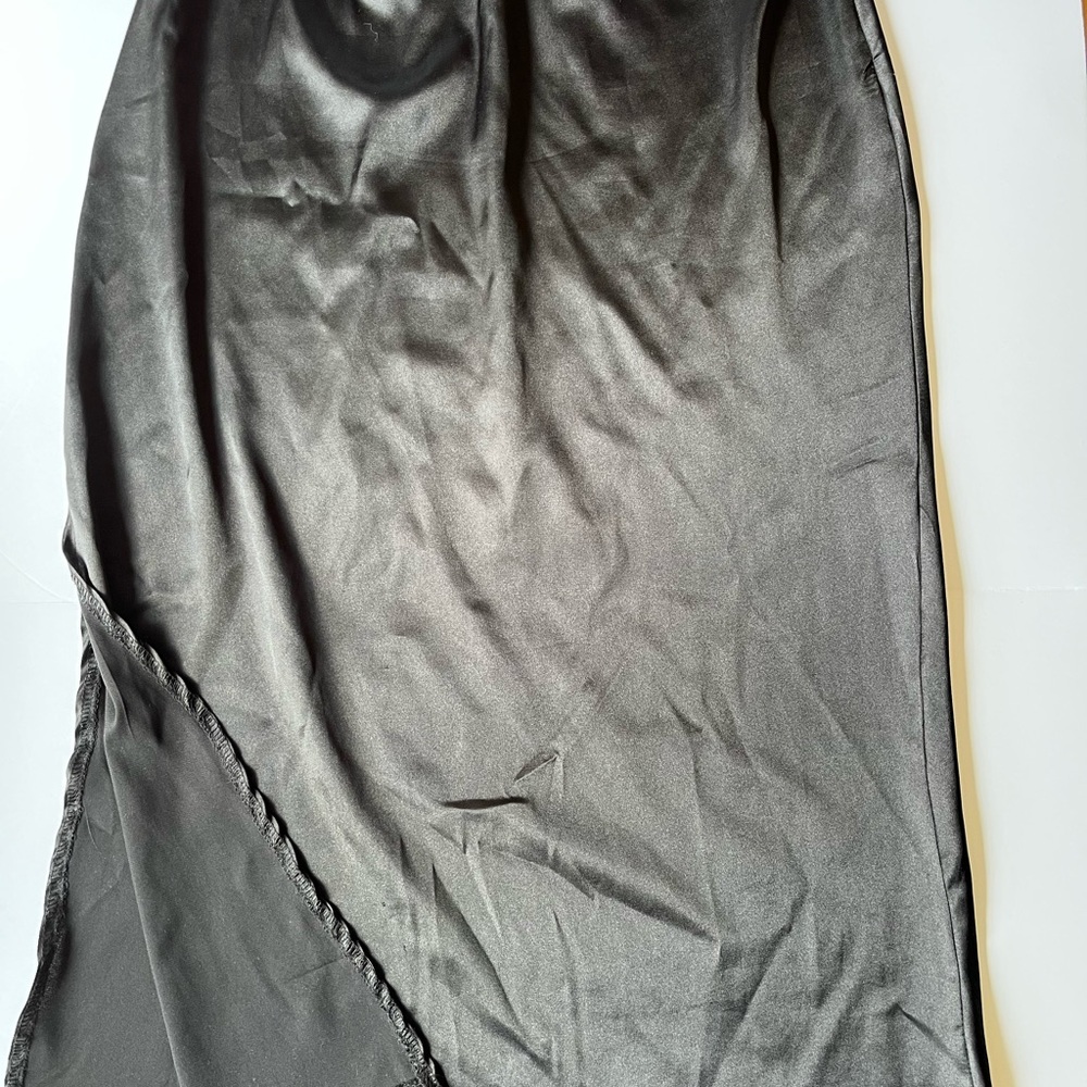 Nasty Gal Asymmetrical Black Satin Skirt
